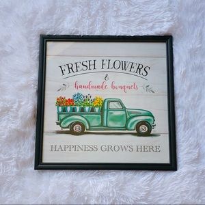Spring Blue Truck Fresh Flowers Frame
